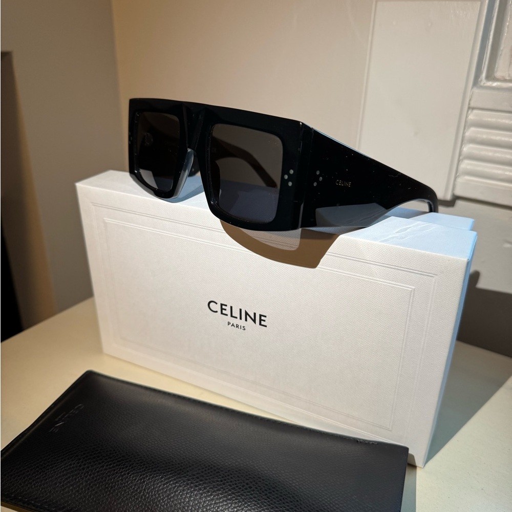 Celine Black oversized retro Shield Sunglasses